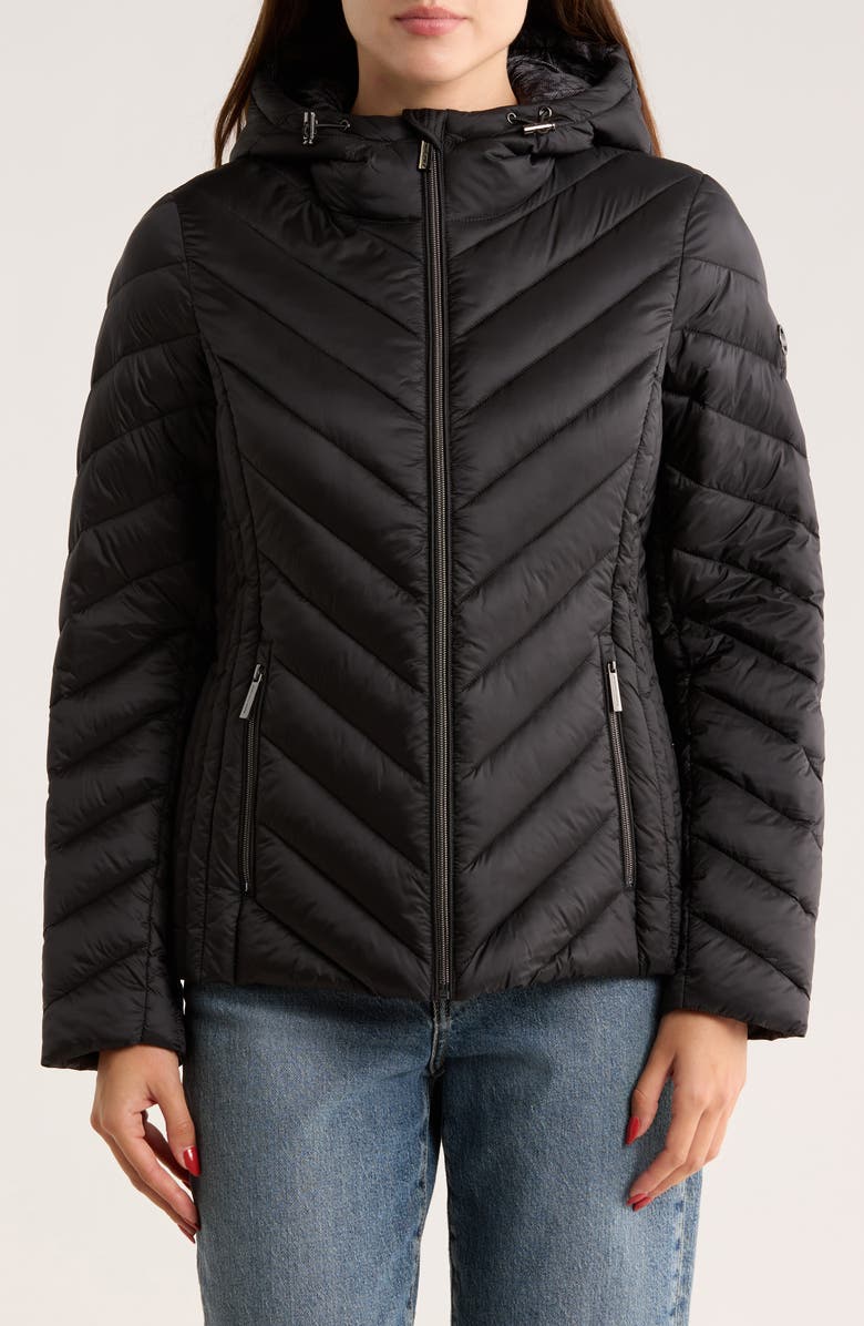 MICHAEL KORS Hooded Packable Chevron Quilted Jacket (Arriving In Delhi) image 0