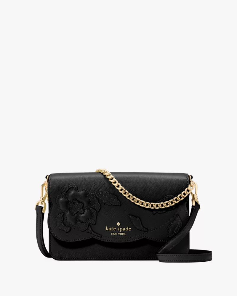 KATE SPADE  Madison Floral Applique Willow Mini Crossbody - Black image