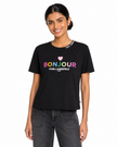 KARL LAGERFELD Cropped Cotton Jersey Bonjour Heart Tee