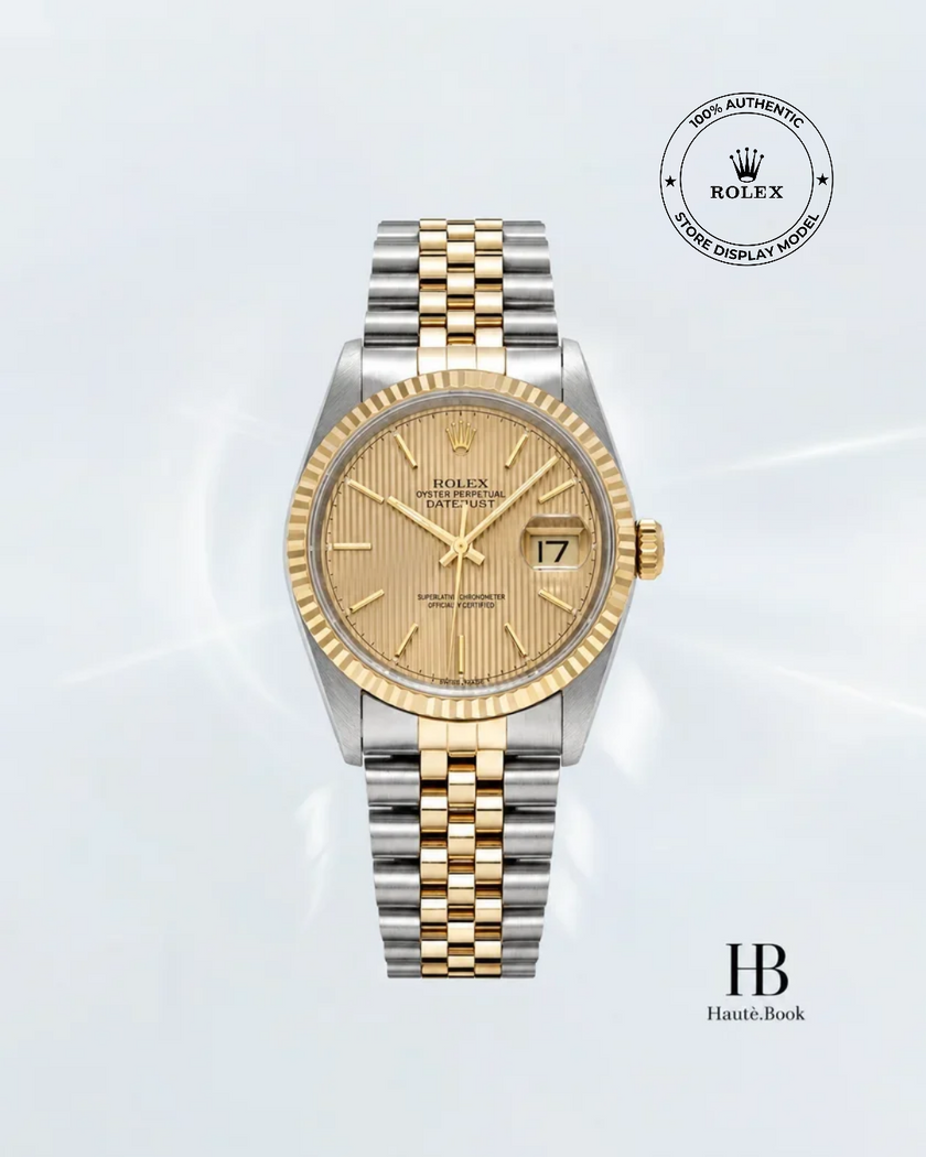 [Store Display] ROLEX Datejust Champagne Tapestry Jubilee Yellow Gold Stainless Steel 36 mm