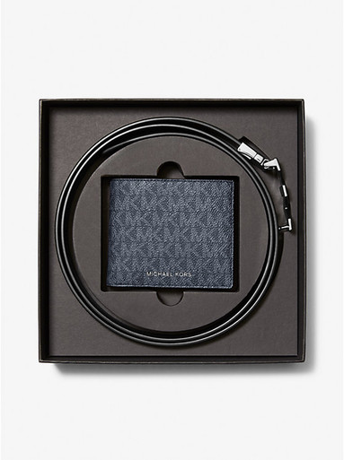 MICHAEL KORS  Signature Logo Wallet And Reversible Belt Gift Set - Admrl/plblue (Arriving In Delhi) image 3
