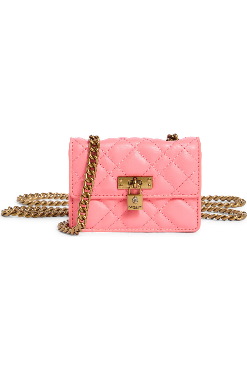 KURT GEIGER Micro Brixton Quilted Shoulder Bag - Open Pink