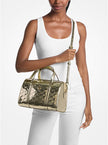 MICHAEL KORS Jet Set Medium Metallic Logo Debossed Satchel image 1