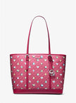 Michael Kors Jet Set Large Printed Signature Logo Tote Bag - DK RASPBERRY image 1