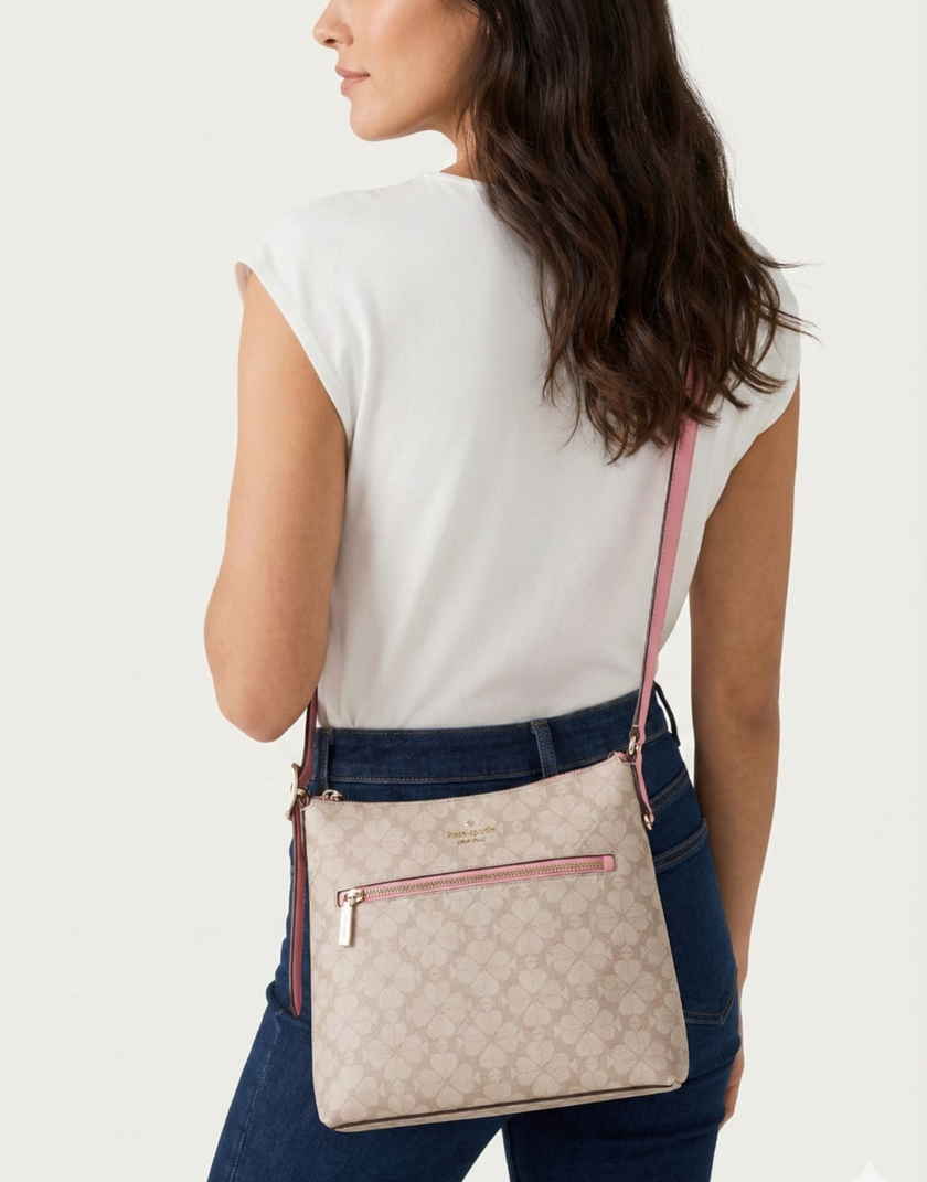 KATE SPADE 454 Spade Flower Swingpack Crossbody Bag - Dark Beige Grapefruit Multi image 0