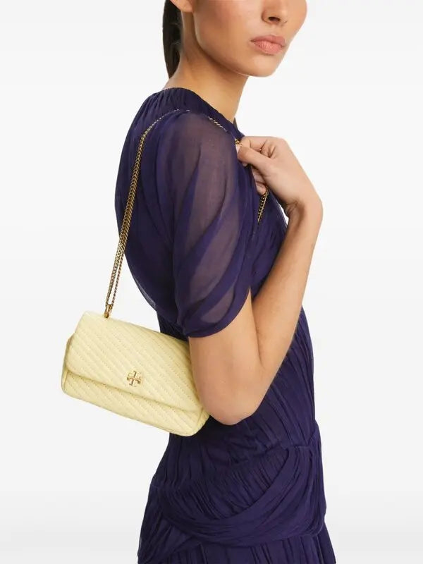 [ARRIVING] TORY BURCH Mini Kira Moto Quilt Flap Bag - Lemon Color image 1