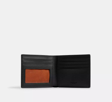 [AT DELHI] COACH Id Billfold Wallet In Signature Canvas - Tan/Black image 3