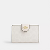 COACH Medium Corner Zip Wallet In Signature Canvas - Gold/White/Chalk image