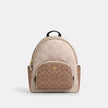 COACH Court Backpack In Blocked Signature Canvas - Gold/Sand/Tan image 0