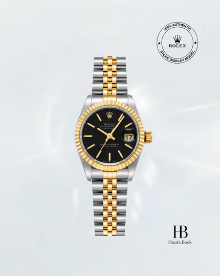[Store Display] ROLEX Datejust Black Tapestry Jubilee Yellow Gold Stainless Steel 26 mm