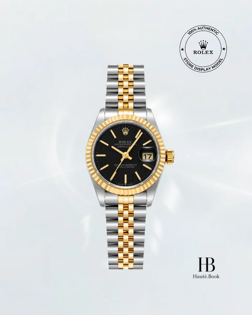 [Store Display] ROLEX Datejust Black Tapestry Jubilee Yellow Gold Stainless Steel 26 mm