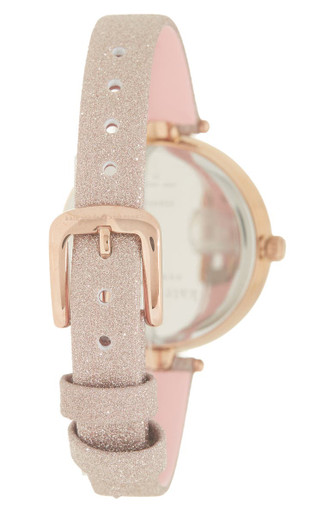 KATE SPADE holland three-hand rose gold-tone glitter leather watch, 34mm image 0