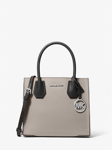 MICHAEL KORS Mercer Medium Pebbled Leather Crossbody Bag - Pearl Grey/black image 2