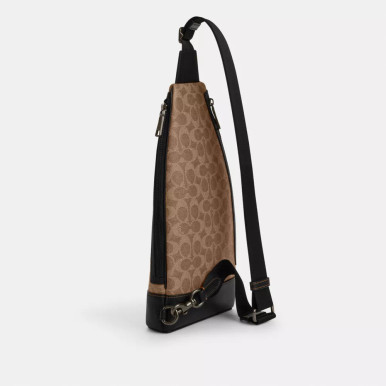 COACH Dominic Sling Pack In Signature Canvas - Tan/Black image 0