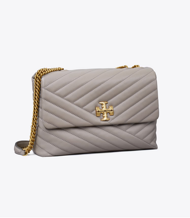 TORY  BURCH  Kira Chevron Convertible Shoulder Bag - Gray Heron image 1