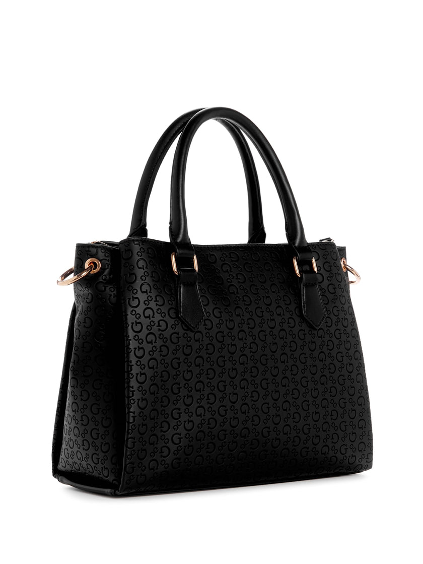 Guess Zakaria Debossed Logo Satchel - Black image 1