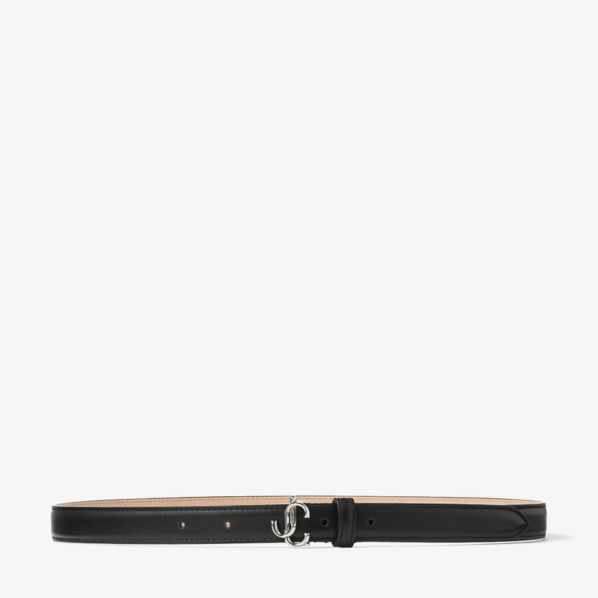 JIMMY CHOO Mini Helina Smooth Leather Belt - Black Silver, 110 image