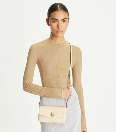 TORY BURCH Kira Chevron Chain Wallet - New Cream image 2