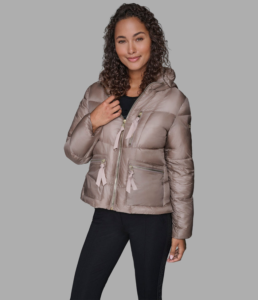 KARL LAGERFELD Short Hooded Puffer (Arriving In Delhi) image 0