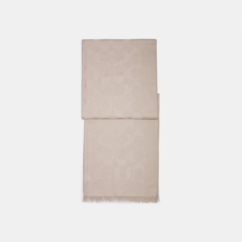 COACH Signature Wrap - Wool Silk Blend/oatmeal image 0