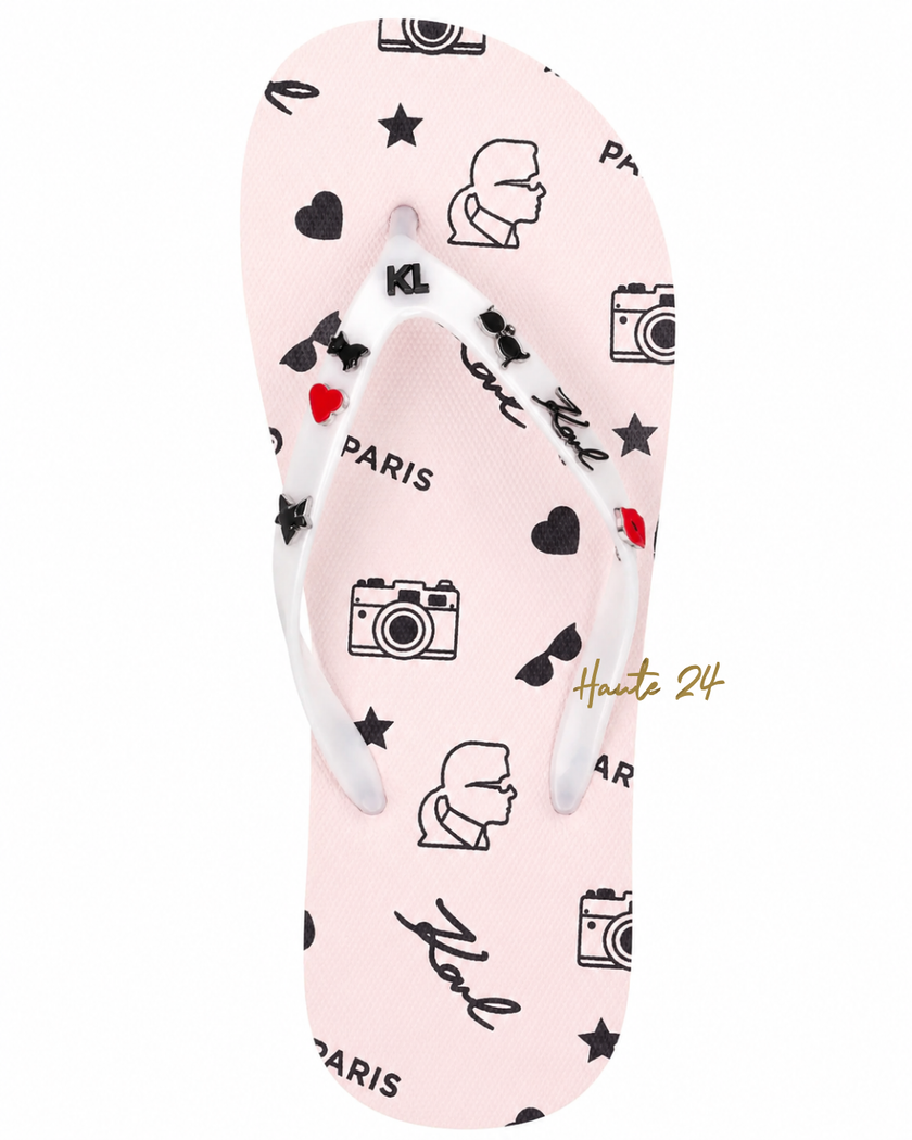 KARL LAGERFELD ZORICA PATENT PIN FLIP FLOP SANDAL