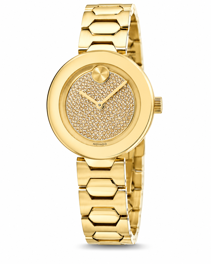 Movado Bold Pave Crystal Dial Ladies Watch