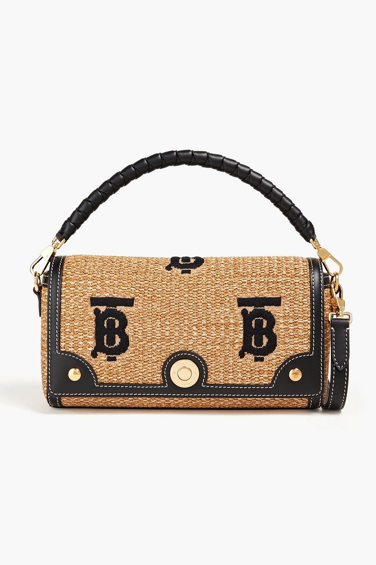 BURBERRY Leather-trimmed Embroidered Faux Raffia Tote (Arriving In Delhi) image 1