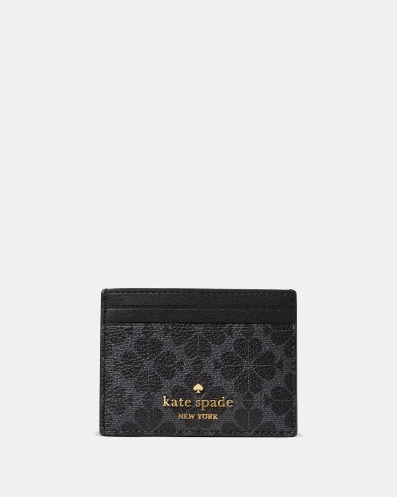 KATE SPADE Spade Flower Small Slim Card Holder - Black (Arriving In Delhi) image 0