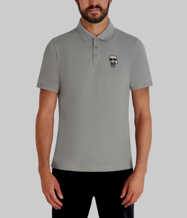 KARL LAGERFELD pique 3 button polo with karl - Grey image 2
