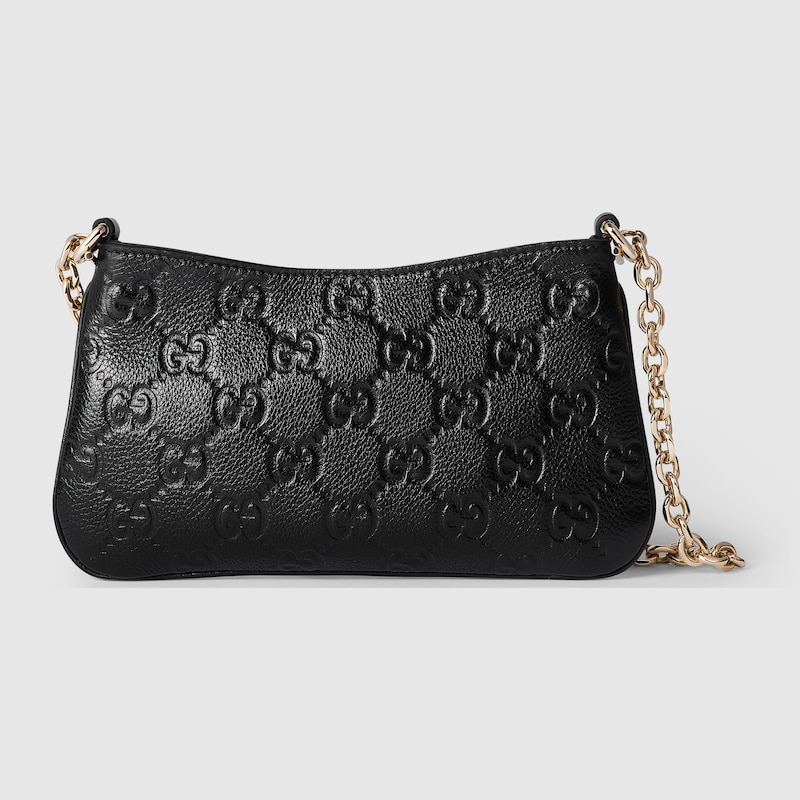 GUCCI GG Emblem Super Mini Bag - Black image