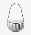 TORY BURCH Mini Fleming Metallic Quilt Crescent Bag - Silver image 2