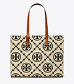 TORY BURCH T Monogram Contrast Embossed Tote - Black /White image 3
