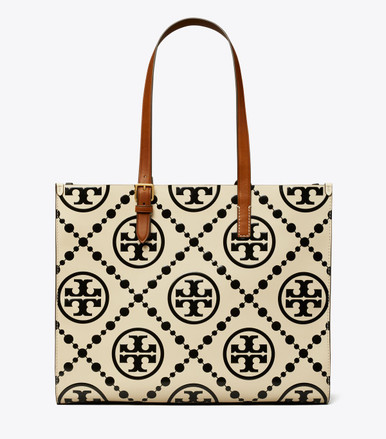 TORY BURCH T Monogram Contrast Embossed Tote - Black /White image 3