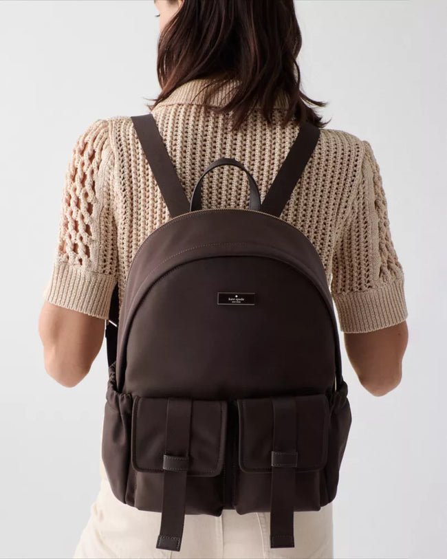 KATE SPADE Carter Ksnyl Cargo Large Backpack - Hot Fudge image 1