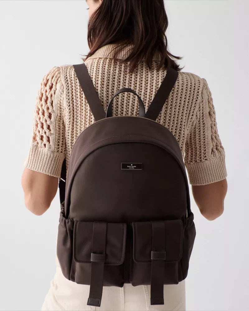 KATE SPADE Carter Ksnyl Cargo Large Backpack - Hot Fudge image 1
