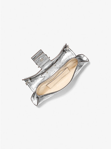 MICHAEL KORS Colby Small Crackled Metallic Leather Convertible Clutch image 1