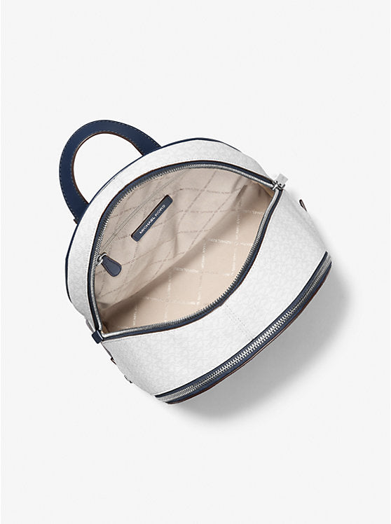 MICHAEL KORS Rhea Medium Color-Block Signature Logo Backpack - Admirl Multi image 2
