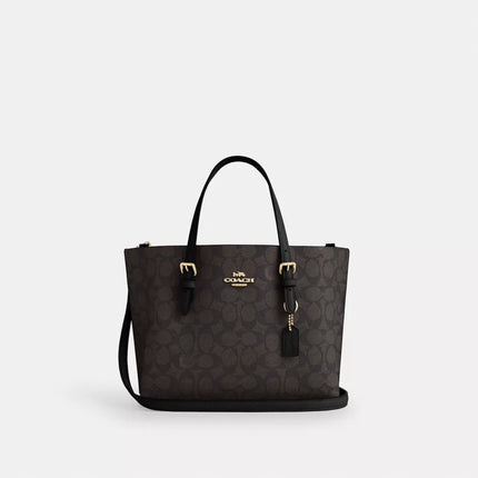 COACH Mollie Tote Bag 25 In Signature Canvas - Gold/Walnut/Black image 0