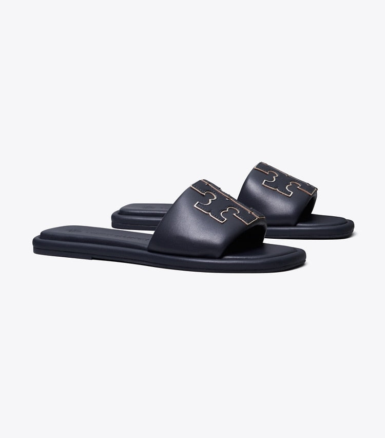 TORY BURCH Double T Sport Slide - Perfect Navy / Gold image 0