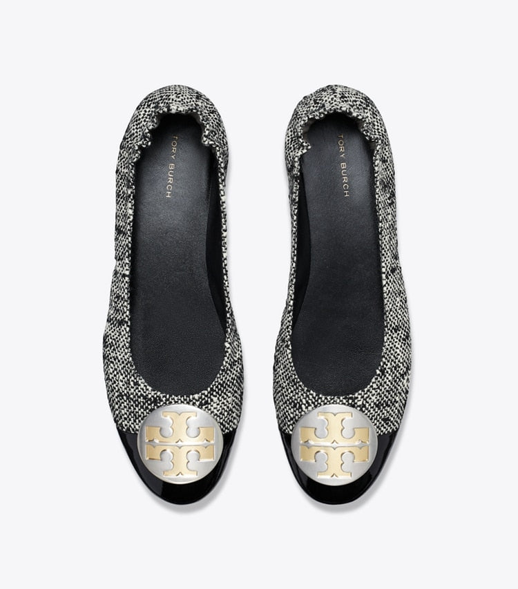 TORY BURCH Claire Cap-toe Ballet - Perfect Black / New Ivory image 2