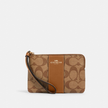 Corner Zip Wristlet In Signature Canvas - Khaki image