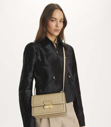 TORY BURCH T Monogram Leather Shoulder Bag - Fresh clay image 1