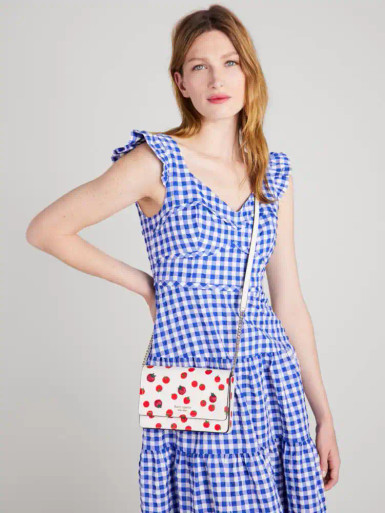 KATE SPADE  Spencer Tomato Dot Embellished Flap Chain Wallet image 3