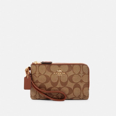 COACH Double Corner Zip Wristlet In Signature Canvas image 4