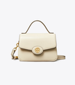 TORY BURCH Small Robinson Spazzolato Top-handle Bag - Light Cream image 3
