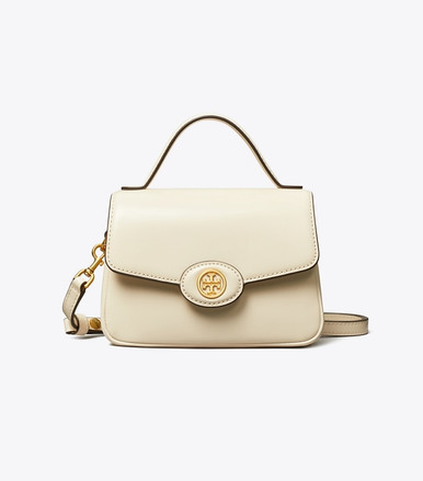 TORY BURCH Small Robinson Spazzolato Top-handle Bag - Light Cream image 3