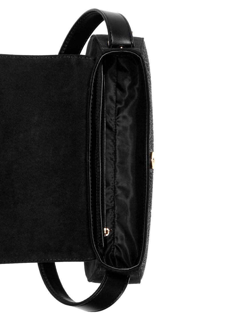 Guess Avelina Rhinestone Logo Shoulder Bag - Black image 3