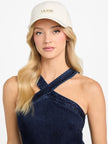Guess Faux-Leather Logo Patch Baseball Hat - White image 1