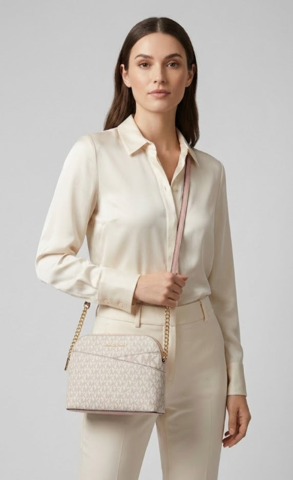 Michael Kors Jet Set Travel Medium Logo Dome Crossbody Bag - Pwd Blsh Mlt image 0