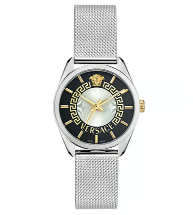 VERSACE New V Circle Quartz Men's Black Guilloche Dial Watch image 2